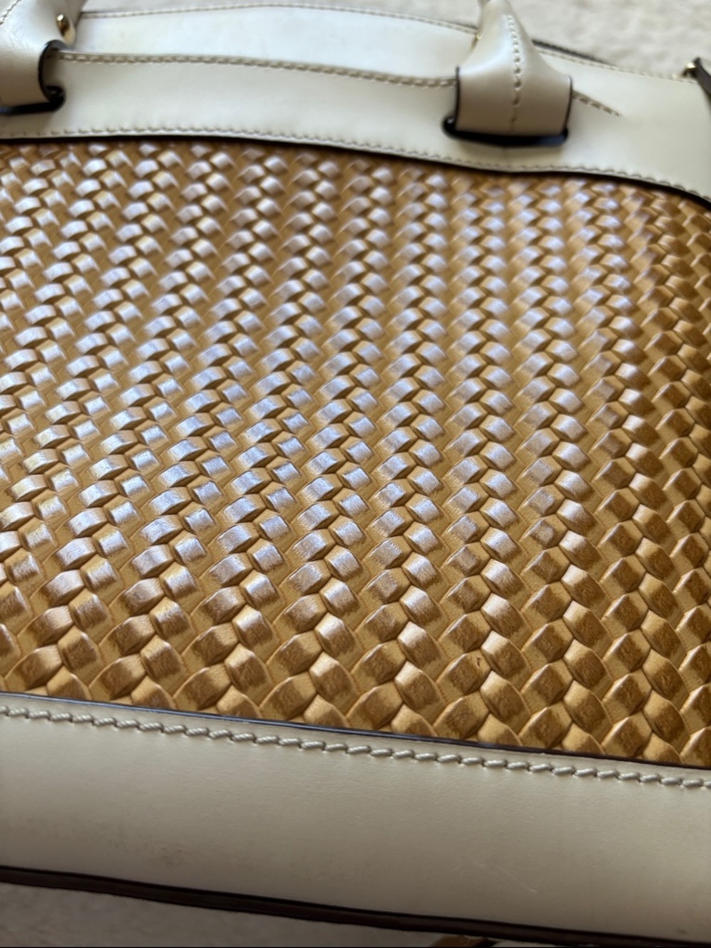 Dooney and Bourke Women’s Two-Tone Woven Satchel - Cream & Tan- great for Spring - Picture 8 of 13